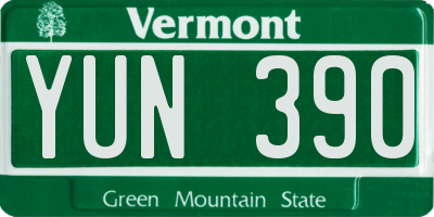 VT license plate YUN390