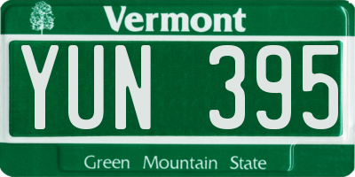 VT license plate YUN395
