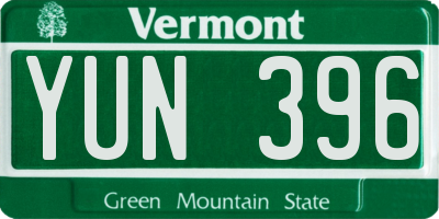 VT license plate YUN396