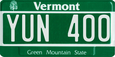 VT license plate YUN400