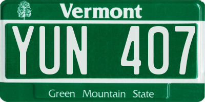 VT license plate YUN407