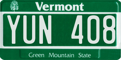 VT license plate YUN408