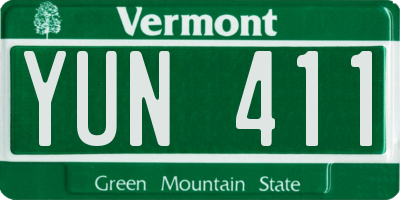 VT license plate YUN411