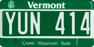 VT license plate YUN414