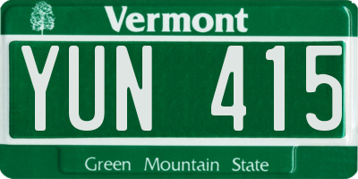 VT license plate YUN415