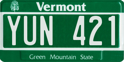 VT license plate YUN421