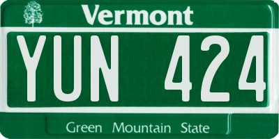 VT license plate YUN424