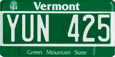 VT license plate YUN425