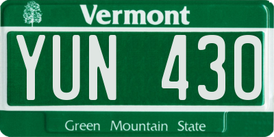 VT license plate YUN430