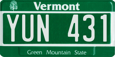 VT license plate YUN431