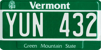 VT license plate YUN432