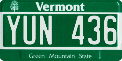 VT license plate YUN436