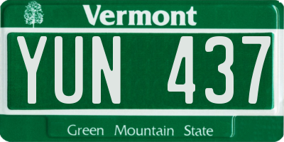 VT license plate YUN437