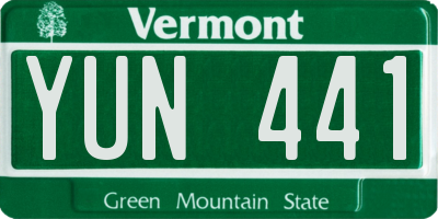 VT license plate YUN441
