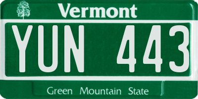 VT license plate YUN443