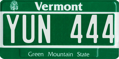VT license plate YUN444