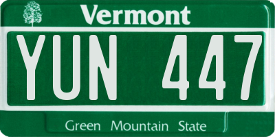 VT license plate YUN447