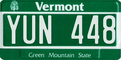 VT license plate YUN448