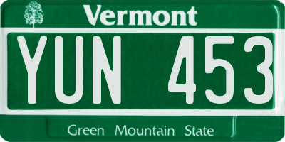 VT license plate YUN453