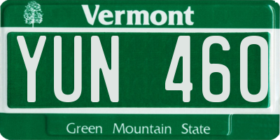 VT license plate YUN460