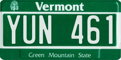 VT license plate YUN461