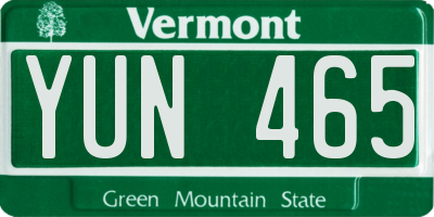 VT license plate YUN465