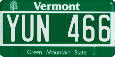 VT license plate YUN466
