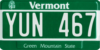 VT license plate YUN467