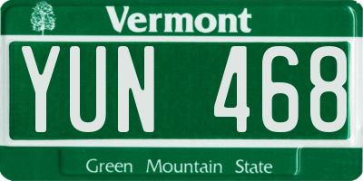 VT license plate YUN468