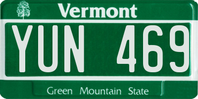 VT license plate YUN469
