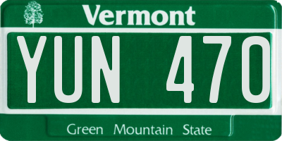 VT license plate YUN470