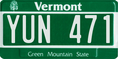 VT license plate YUN471