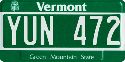 VT license plate YUN472