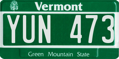 VT license plate YUN473