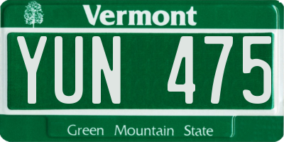 VT license plate YUN475