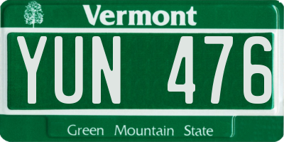 VT license plate YUN476