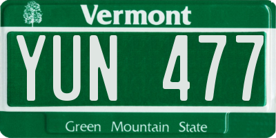 VT license plate YUN477