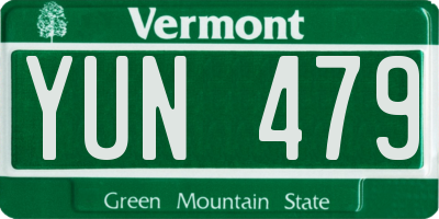 VT license plate YUN479