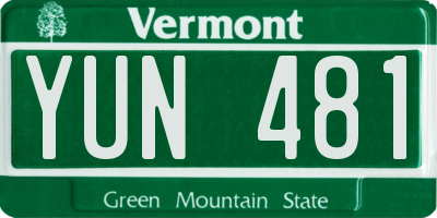 VT license plate YUN481