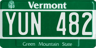 VT license plate YUN482