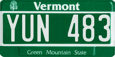 VT license plate YUN483