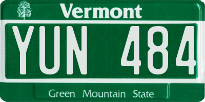 VT license plate YUN484