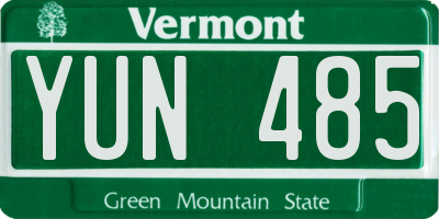 VT license plate YUN485
