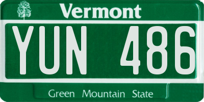 VT license plate YUN486