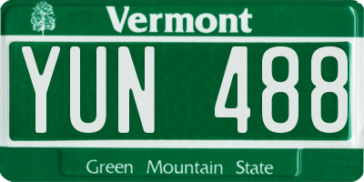 VT license plate YUN488
