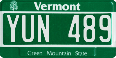 VT license plate YUN489