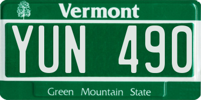 VT license plate YUN490