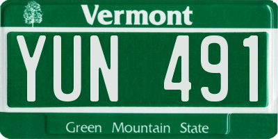 VT license plate YUN491