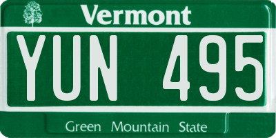 VT license plate YUN495