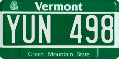 VT license plate YUN498
